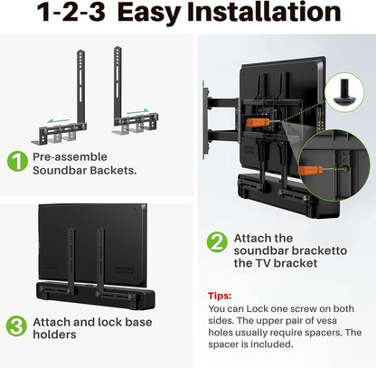 USX MOUNT Soundbar Mount - Securely Mount Your Sound Bar Above or Below TV | Supports Up to 13.2 lbs