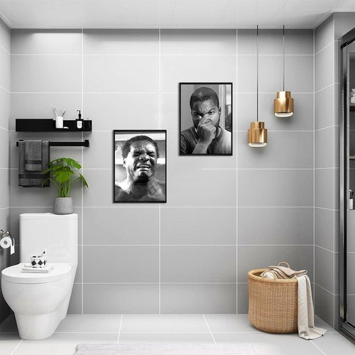 Funny Bathroom Wall Art Set by [Brand Name] - Vintage Comedy Movie Posters in Black Frame | 12x16 in