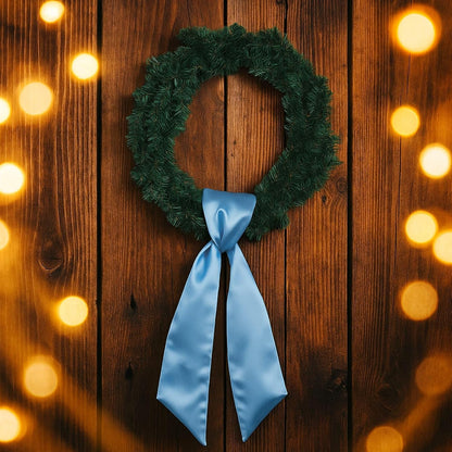 Skiennix Wreath Sash - Blue Satin Ribbon for Front Door | 4.5" x 56" - Perfect for Holiday Decor