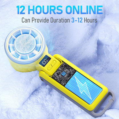 PlayHot Portable Handheld Turbo Fan - Rechargeable Ice Cooling Fan with 5 Speeds | Up to 12 Hours of Use (Yellow)