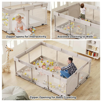 ZEEBABA Baby Playpen - Spacious 71x47 Inch Playpen for Babies & Toddlers | Ideal for Apartments
