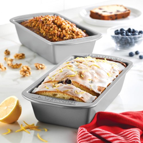 Farberware Bakeware Nonstick Meatloaf Pan Set - Two 9-Inch x 5-Inch Pans in Gray