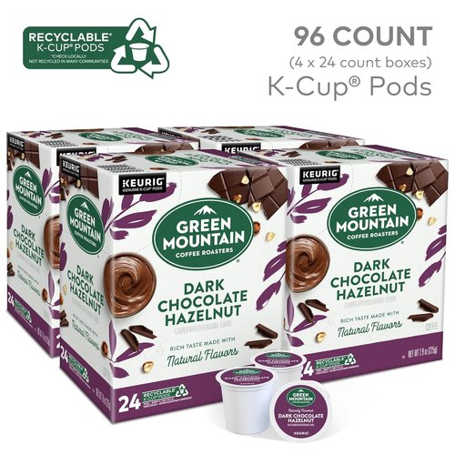 Green Mountain Coffee Roasters Dark Chocolate Hazelnut Coffee - 96 Keurig K-Cup Pods for Rich Flavor