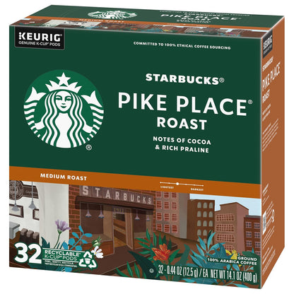 Starbucks K-Cup Pods - Pike Place Roast Medium Coffee - 32 Count (Pack of 4)