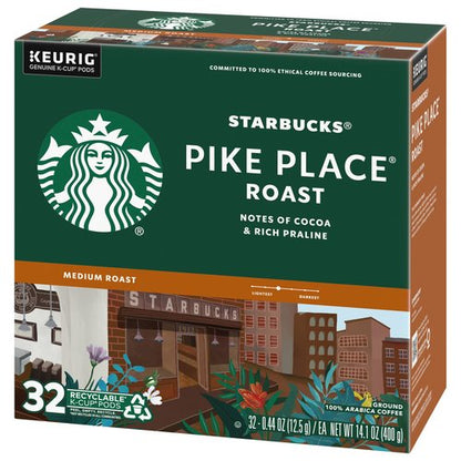 Starbucks Coffee K-Cup Pods for Keurig Brewers, Pike Place Roast, Medium Roast (32 Count (Pack of 4))