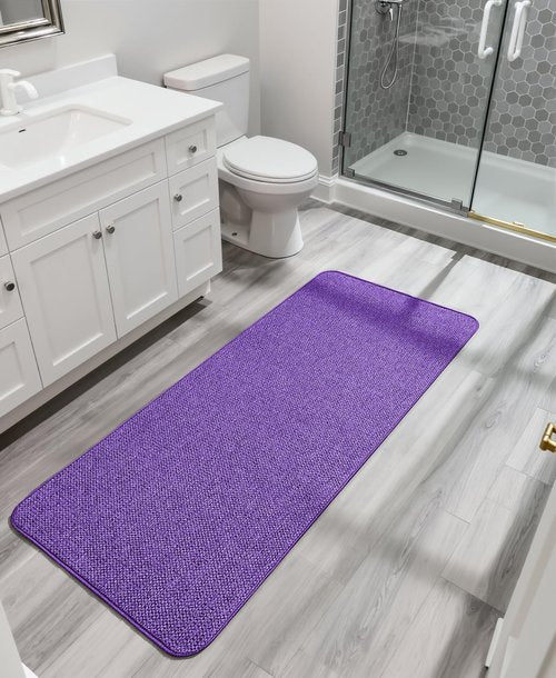 Bosap Bath Mat,Ultra Thin Bathroom Runner Rugs,Large Bath Mats for Bathroom,Quick Dry,Non-Slip,Machine Washable,Low Pile,Bath Rug,Shower Outside,Sink,Home Decor Accessories.Purple,2'x6'(24x72inch)