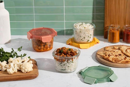 Ello Color Lock Glass Meal Prep Set - 6 Leak-Proof Containers with BPA-Free Lids | Dishwasher & Microwave Safe