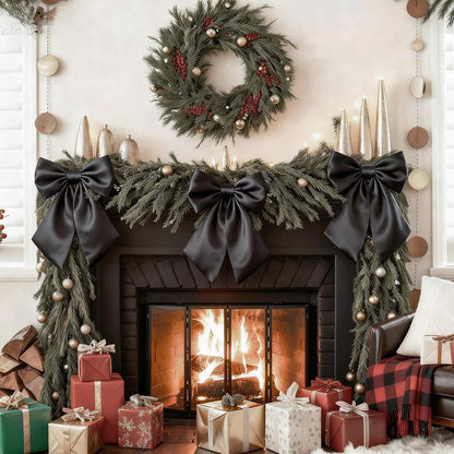 Black Bows Decor | 22x11 Inch Big Black Bows for Christmas Tree, Weddings & Showers (3 Pack)