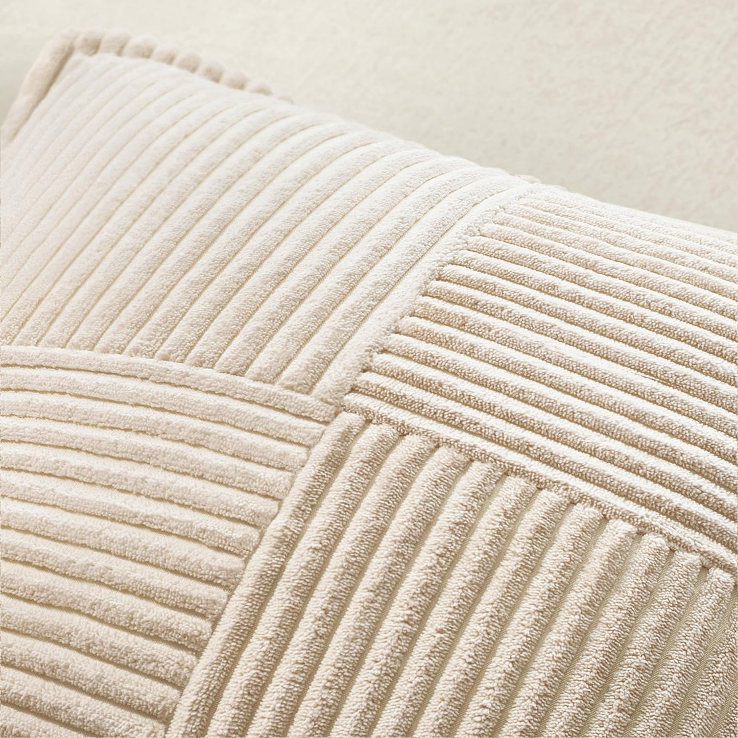 MIULEE Decorative Throw Pillow Covers - Soft Corduroy Beige Boho Accent | Set of 2, 18x18 Inch