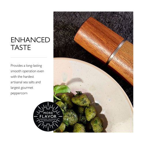 Cole & Mason Marlow Wood Mill Set - Balanced Salt and Pepper Grinders - Refillable Spice Tools - Adjustable Salt and Peppercorn Grinder Settings - Acacia Wood