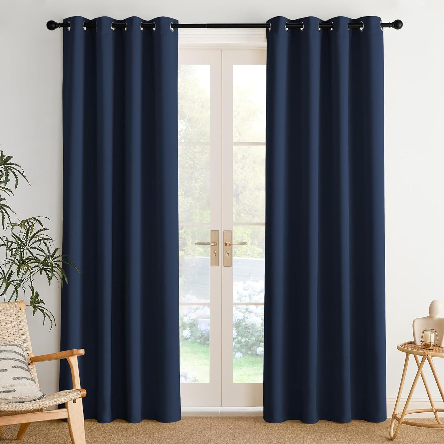 NICETOWN Room Darkening Curtains - Navy Blue Drapery Panels, Set of 2 | W52 x L84 Inches