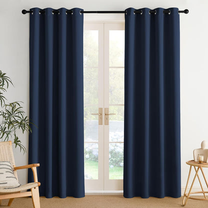 NICETOWN Room Darkening Curtains - Navy Blue Drapery Panels, Set of 2 | W52 x L84 Inches
