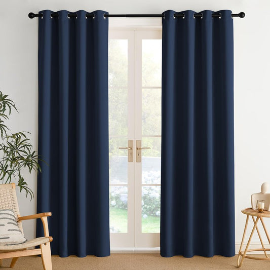 NICETOWN Room Darkening Draperies Curtains Panels, 2 Panels Navy Blue W52 x L84