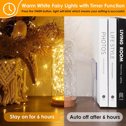 Mlambert 33FT Battery Operated Fairy Lights - Waterproof, Dimmable 100 LEDs with Remote & Timer