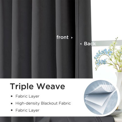 CUCRAF Blackout Curtains 54 inches Long 2 Panels Set for Bedroom, Dark Grey Rod Pocket Room Darkening Curtain for Living Room, Thermal Insulated Window Drapes (W 52 x L 54 Inch)