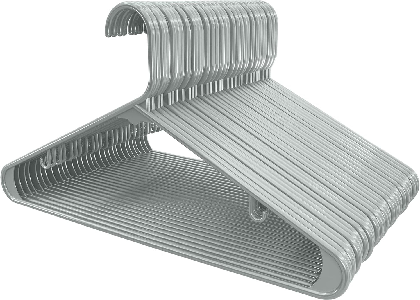 Utopia Home Plastic Hangers 50 Pack - Durable Space-Saving Closet Organizers - Ideal for Shirts, Pants & Coats (Grey)