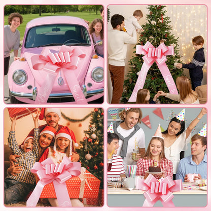 Skiennix 30 Inch Giant Car Bow - Big Pink Bow for Sweet 16 Birthday Surprise | Easy Pull Ribbon Decoration
