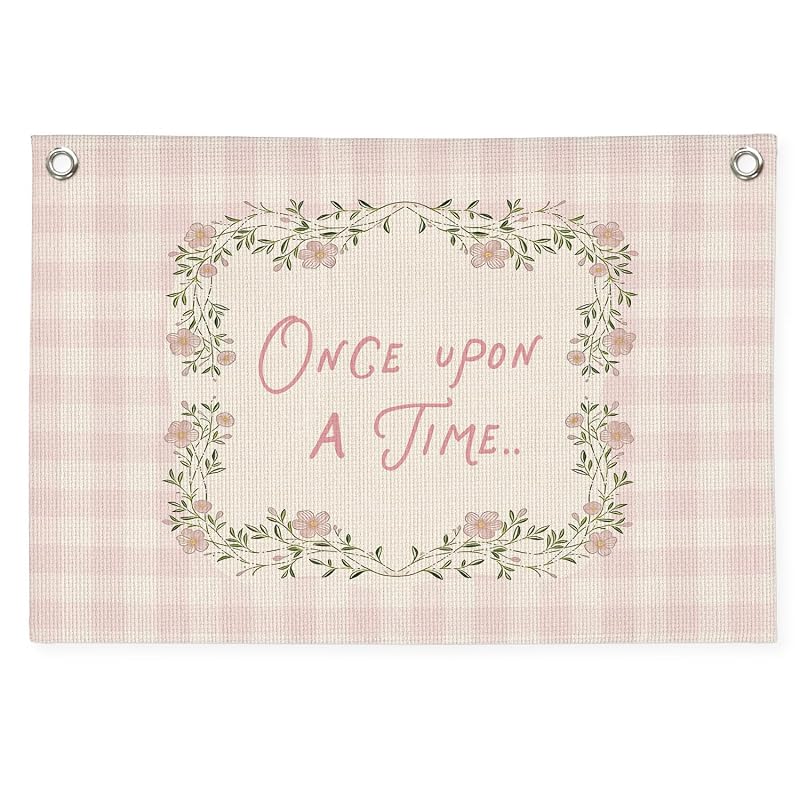 Once Upon A Time Nursery Banner 30x20 Inch - White Linen Look