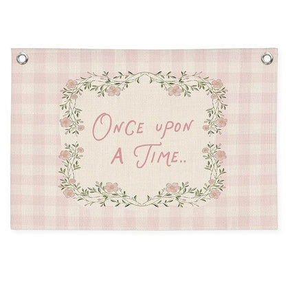 Once Upon A Time Nursery Banner 30x20 Inch - White Linen Look