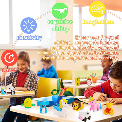 URSKYTOUS 60Pcs Animal Erasers - Fun Desk Pets for Kids | Perfect Classroom Prizes & Party Favors