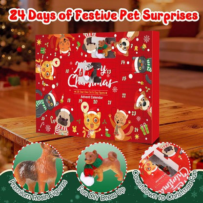 Christmas Advent Calendar 2025 - Mini DIY Xmas Scarves & 24 Days Countdown Figures for Dogs & Cats