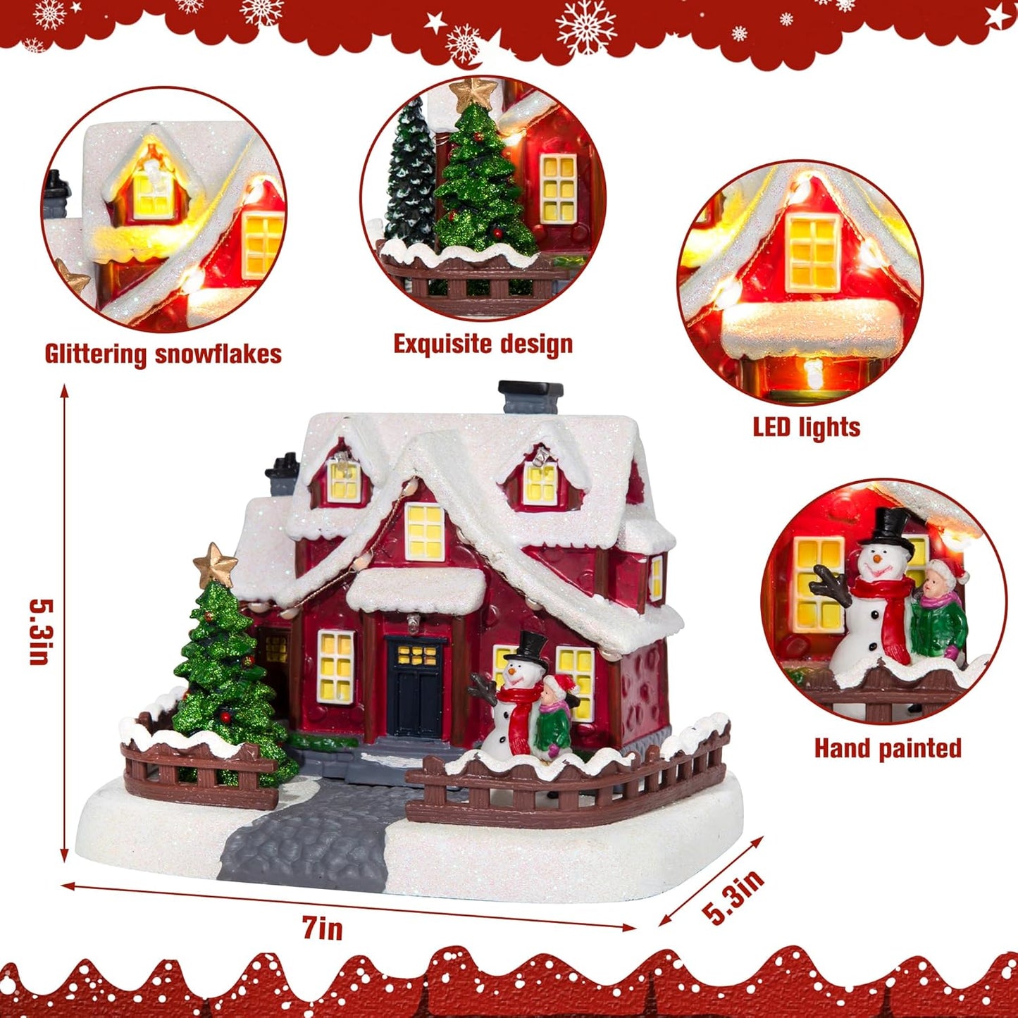 Skiennix LED Lighted Village House - 7 Inch Christmas Decoration for Holiday Home Decor | Collectible Xmas Building