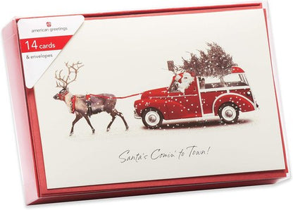 American Greetings Deluxe Christmas Cards - 14-Count Boxed Set with Envelopes | Festive Deer Design