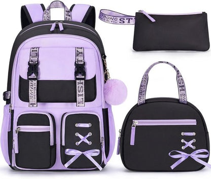 Fimibuke Girls' Backpack Set - 3 PCS Waterproof Design with Lunch Box & Pencil Case | Perfect for School & Travel