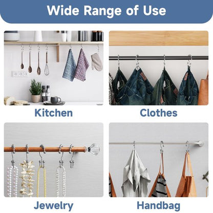 Titanker Shower Curtain Hooks Rings, Rust Resistant Metal Double Glide Shower Hooks Rings for Bathroom Shower Rods Curtains, Set of 24 Hooks - Chrome