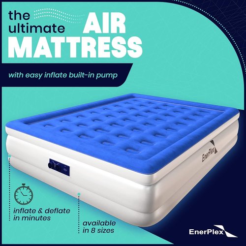 EnerPlex Air Mattress - Self-Inflating Blow Up Bed with Neck Support | Portable Travel & Home Use