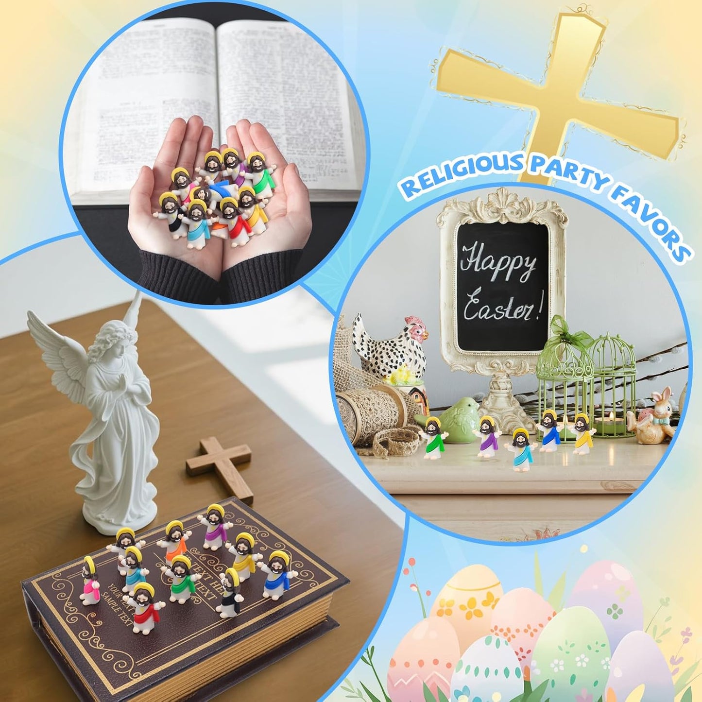 Yelakey Mini Jesus Figures - 50 Pack Pocket-Sized Christ Figurines | Perfect for Religious Party Favors