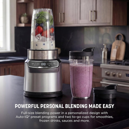 Ninja Nutri Pro Blender - Single Serve for Smoothies & Shakes | Includes 2 Cups & Lids | Silver