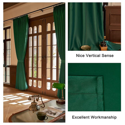 Hunter Green Pinch Pleated Blackout Curtains 52x63 in - Thermal Insulated Panel, Single 1 Pack (Variation: Green 52"W x 63"L)