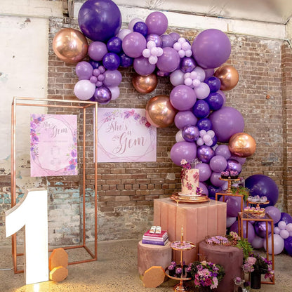 PartyWoo Purple Balloon Arch Kit - 142pcs in Dark Royal & Pastel Purple for Baby Shower & Birthday Decor