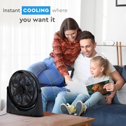 Comfort Zone PowrCurve 20-Inch High-Velocity Floor Fan - 3-Speed Adjustable Tilt for Powerful Cooling in Home, Office & Gym
