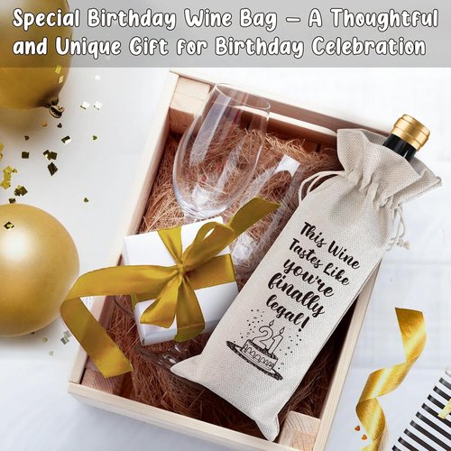 Funny 21st Birthday Gifts for Her Him, 21 Years Old Birthday Party Decorations Wine Bag Gifts, Happy 21st Birthday Decor for Daughter Son Friends