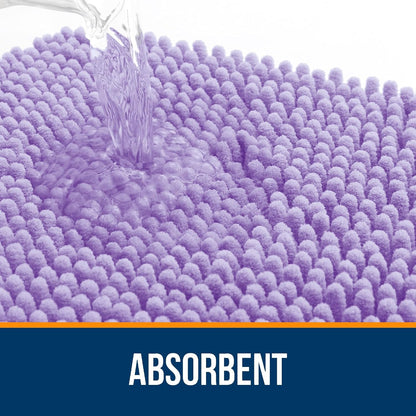 OLANLY Bathroom Runner Rugs - Soft Absorbent Chenille Bath Mats | Quick-Dry, Machine Washable, 44x24, Lavender