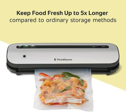 FoodSaver Vacuum Sealer - Space-Saving Design with Bags & Roll for Fresh Food Storage