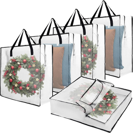 Regine Switzerland Wreath Storage Container - 25-Inch Durable Polyester Bag with Handles for Holiday Decorations