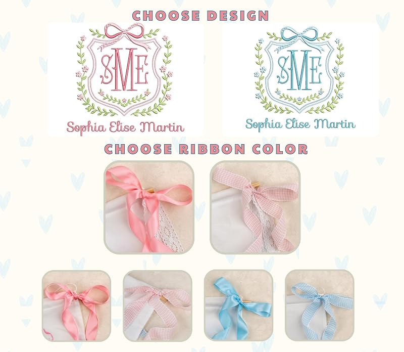 Personalized Baby Banner with Name - Embroidery on Cotton Canvas, 12x11 in AM-AOFB-06