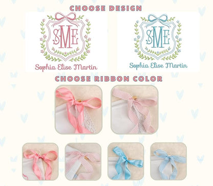 Personalized Baby Banner with Name - Embroidery on Cotton Canvas, 12x11 in AM-AOFB-06