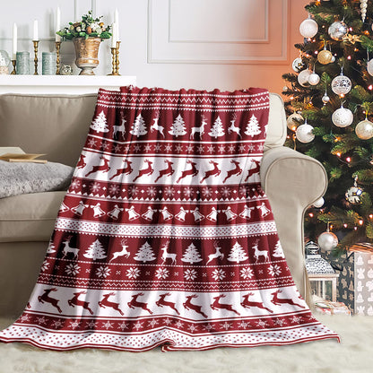 Fleece Throw Blanket, Cozy Warm Flannel Throw Blanket for Couch Sofa Bed Office, 350 GSM Ultra-Soft Microfiber Plush Blanket Comfy Fuzzy Throws for Adults All Season (50 x 60 in, Christmas)