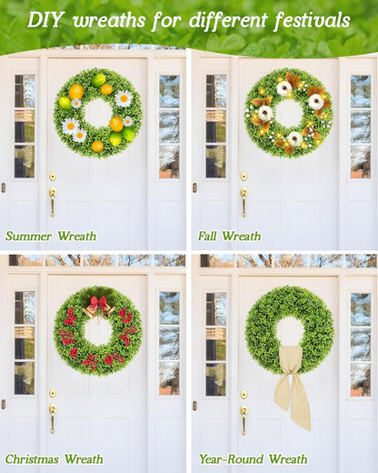 Vlorart 23-Inch Large Boxwood Door Wreath - All-Season Artificial Greenery with Sash & Bow | Perfect for Indoor & Outdoor Decor
