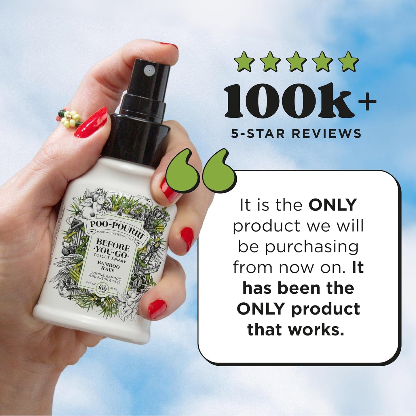 Poo-Pourri Before-You-Go Toilet Spray - Bamboo Rain | 2 Fl Oz, Essential Oil Bathroom Deodorizer, TSA Approved