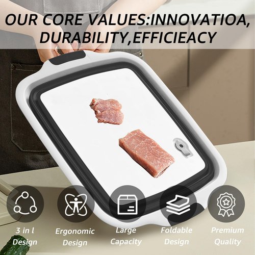 BBQ Prep Tub 16L, Collapsible Cutting Board, BBQ Blanket & Chicken Claws, All in One set for Marinating, Shredding & Grilling – Perfect Meat Prep Tub for Outdoor Cooking & Picnics