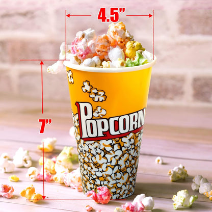 Novelty Place Retro Style Popcorn Containers - Perfect for Movie Night | 7" Tall x 4.5" Diameter (3 Pack)