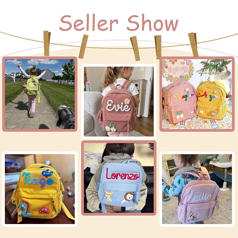 Personalized 3D Embroidered Backpack for Kids - Pink, Nanfuncf Custom School Bag