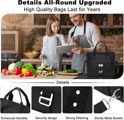 Weitars Insulated Lunch Bag - Leak-Proof Extra Large Tote with Removable Shoulder Strap & Side Pockets