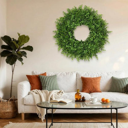 Boxwoods Wreath by [Brand Name] - 26 Inch Artificial Greenery for All Seasons | Indoor/Outdoor Home Decor