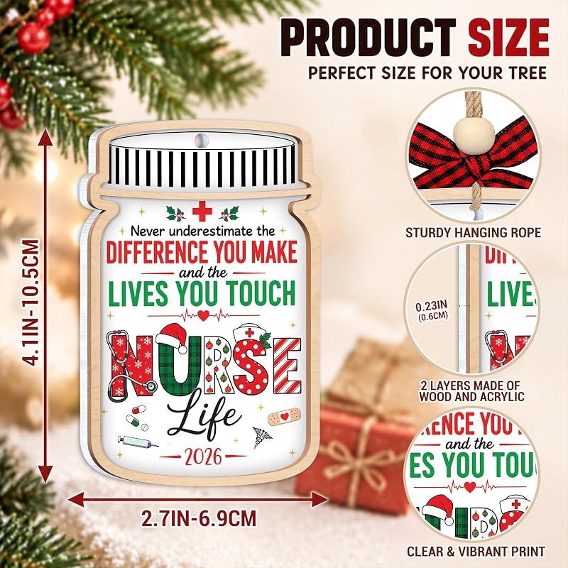 Nurse Ornament 2026 | The Lives You Touch - Nurse Christmas Keepsake, RN Gift